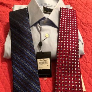 David Donahue light blue dress shirt ties included
